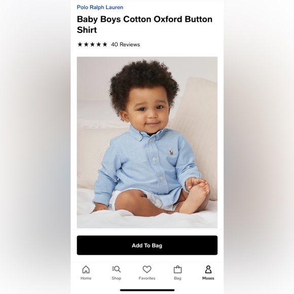 Polo Ralph Lauren Lightweight cotton oxford, light blue, 3months - Picture 4 of 4